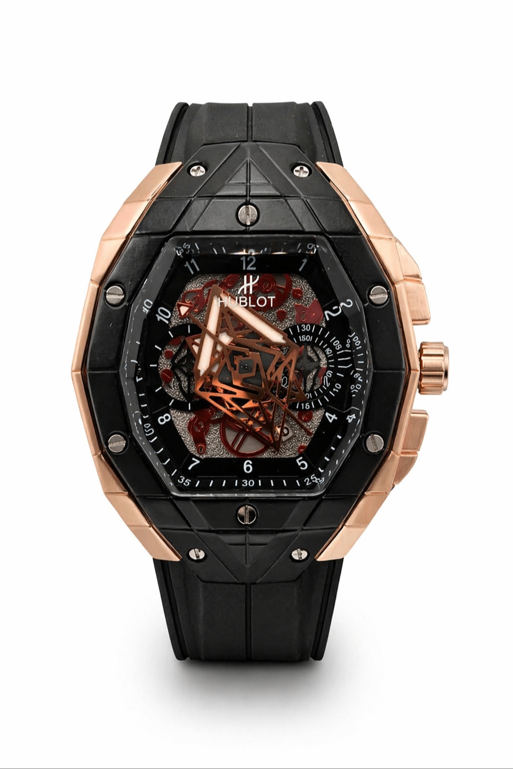 Skeleton Black & Rose Gold Analog Watch for Men