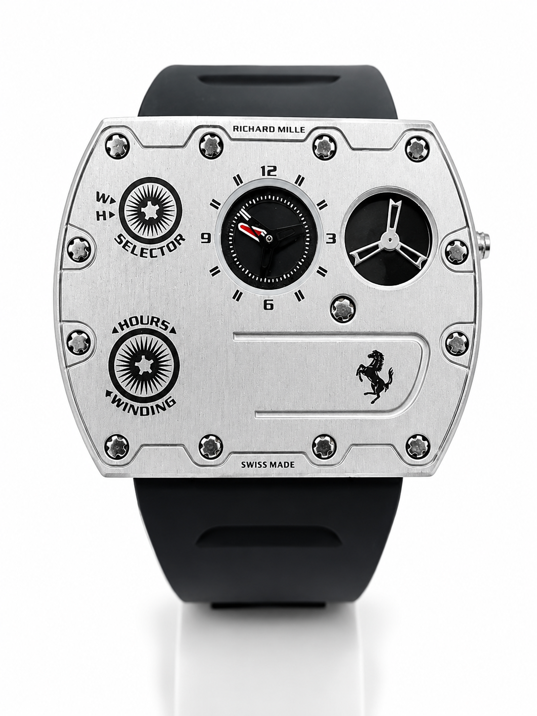 Designer Watch – Silver Dial & Black Strap