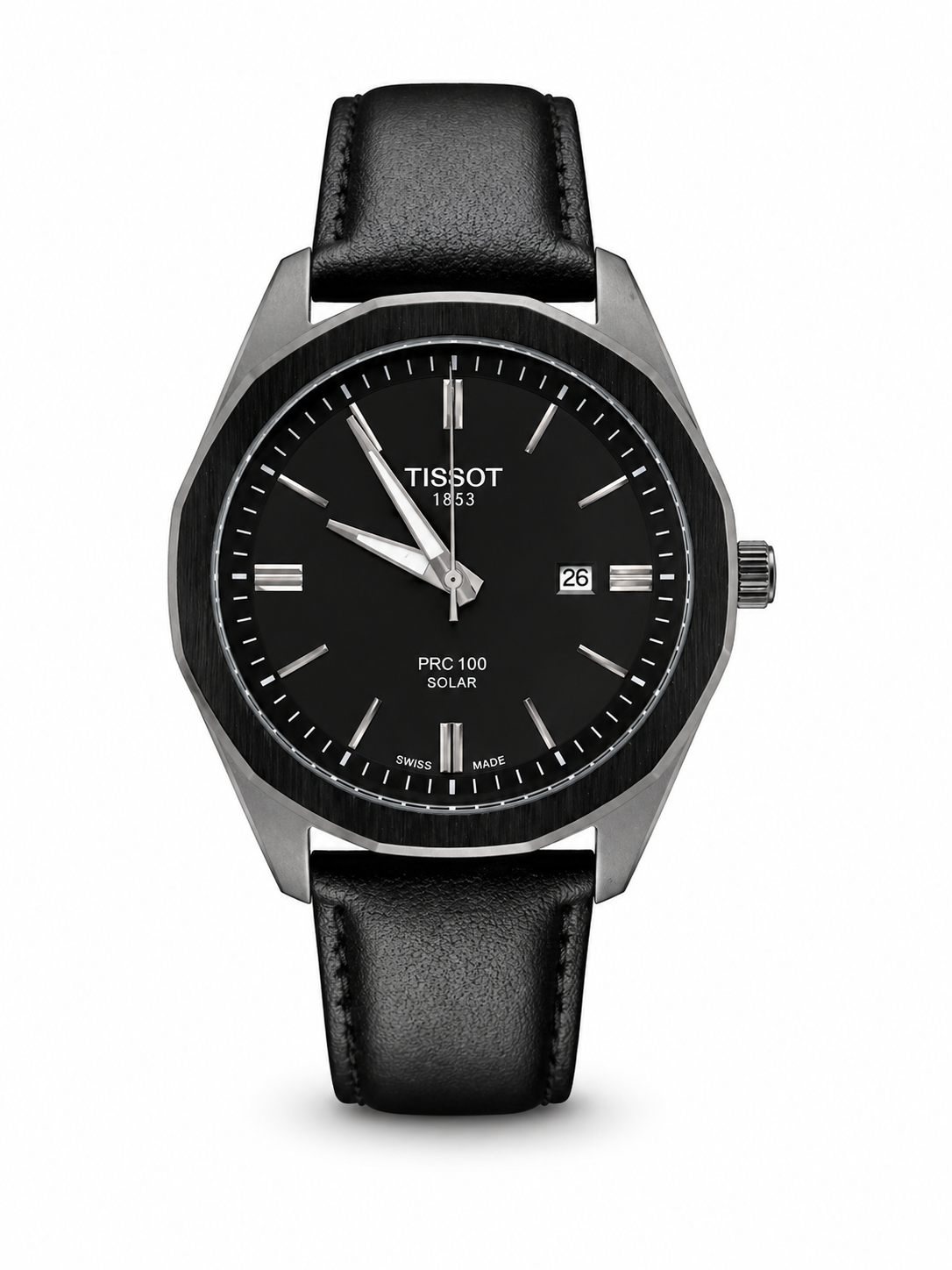 Black Leather Analog Watch – Minimal Dial
