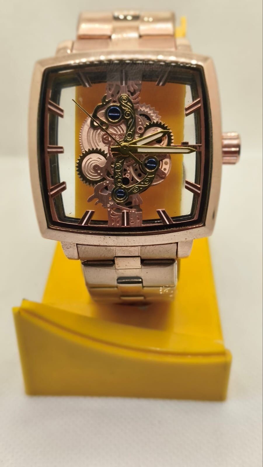 Skeleton Dial Rose Gold Analog Watch for Men