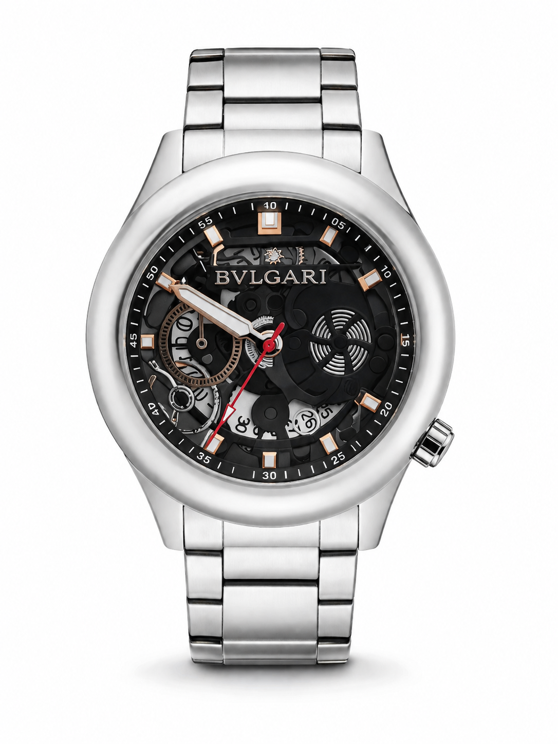 Silver Skeleton Analog Watch – Stainless Steel