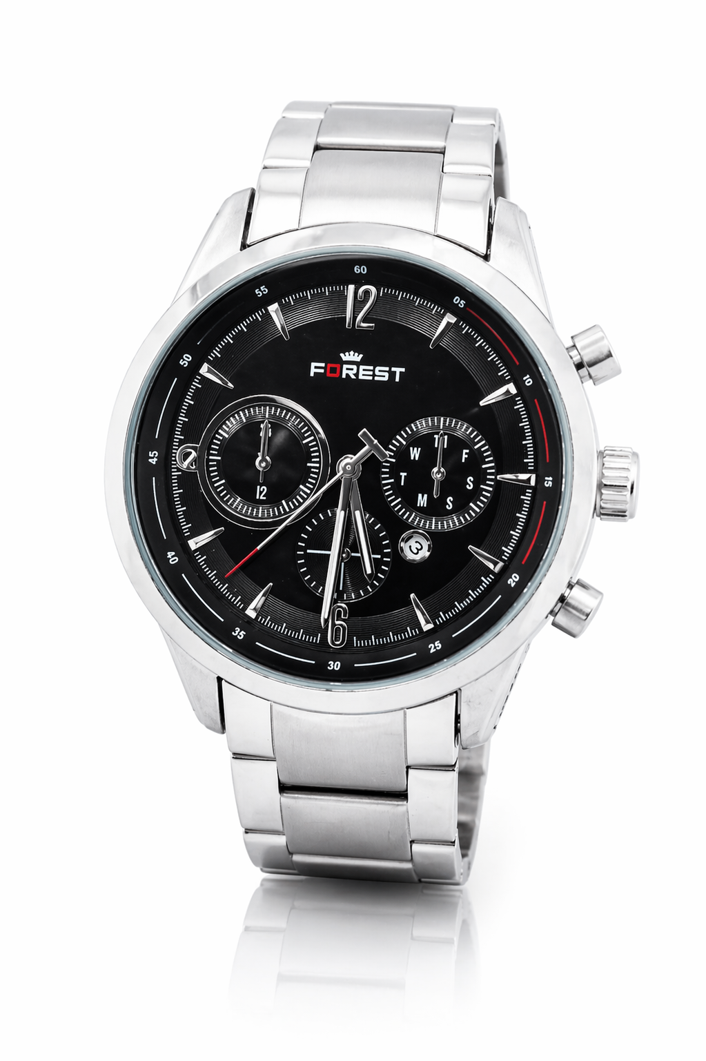 FOREST Premium Stainless Steel Chronograph Watch – Black Dial